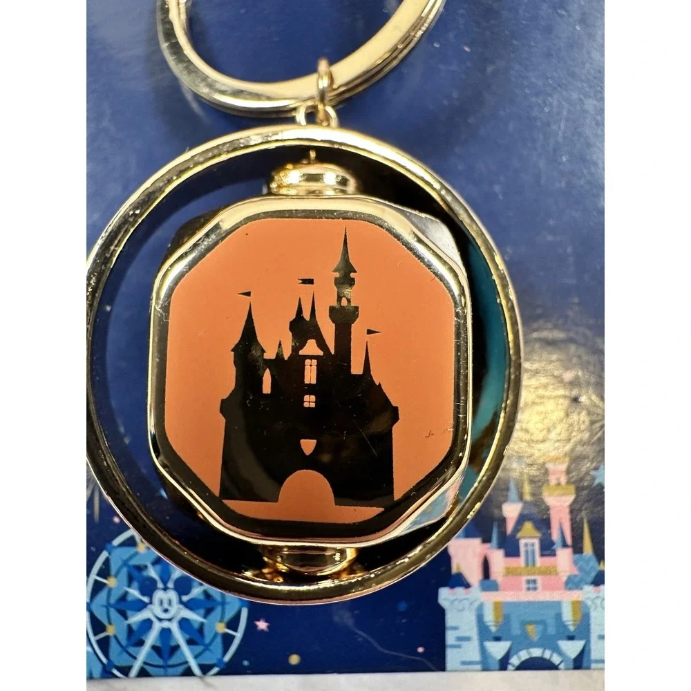 Disneyland Resort Spinner Keychain Castle Icons Disney Store Gold Tone